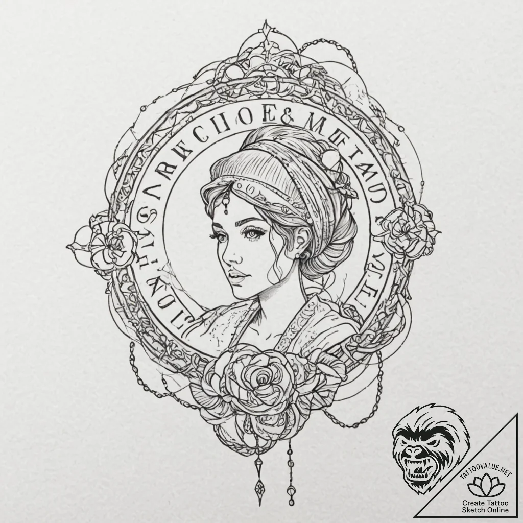Needle wrapped in spectral chains, tattoo fla... - tattoo sketch (№1753603923_0, 27.07.2025 08:12) — tattoovalue.net