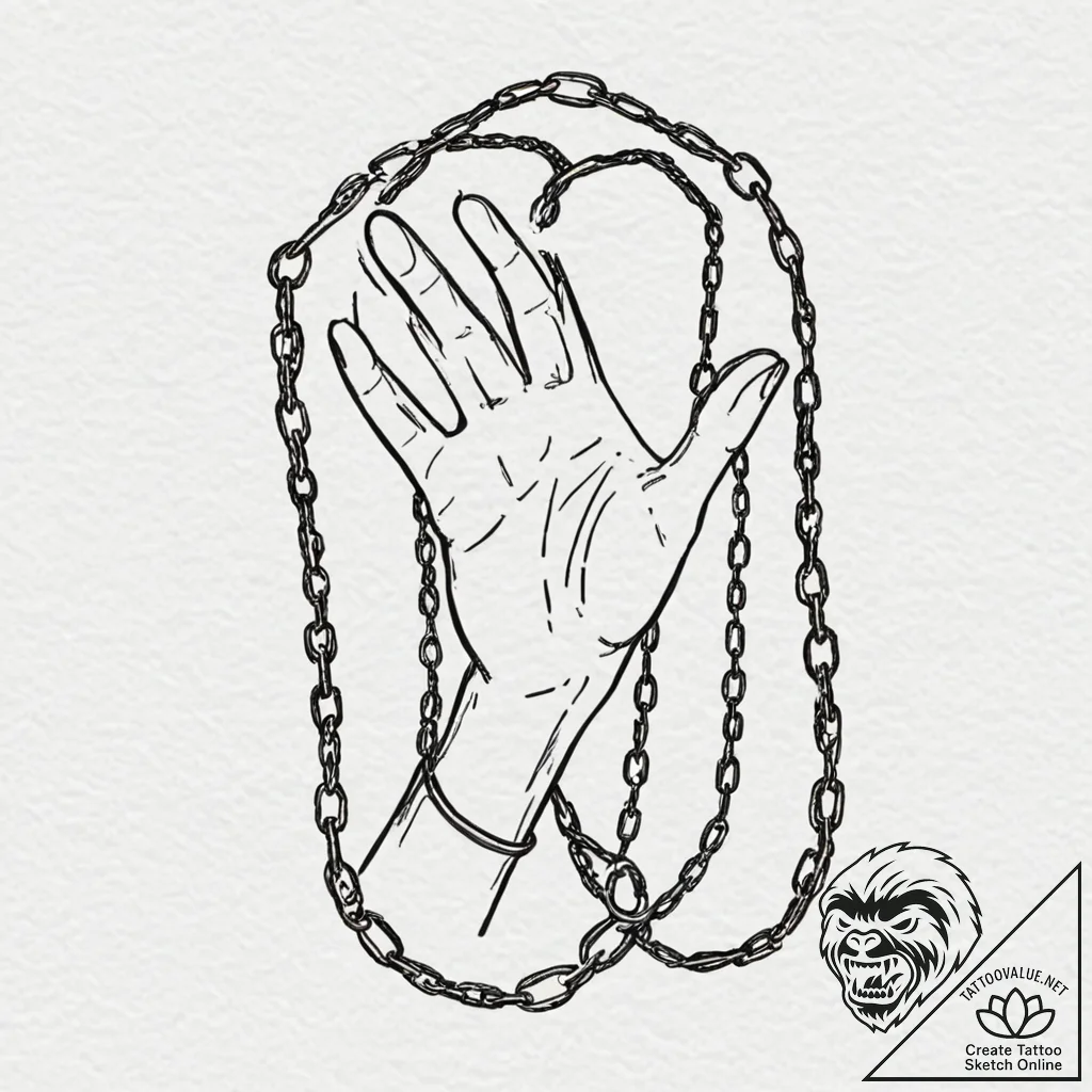 Monkр р†р вђљрівђћсћs scroll wrapped in chain... - tattoo sketch (№1753604715_0, 27.07.2025 08:25) — tattoovalue.net