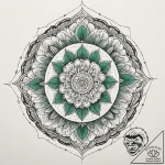 Emerald flame beneath frozen river, artistic… – tattoo sketch (№1753605309_0, 27.07.2025 08:35) — tattoovalue.net