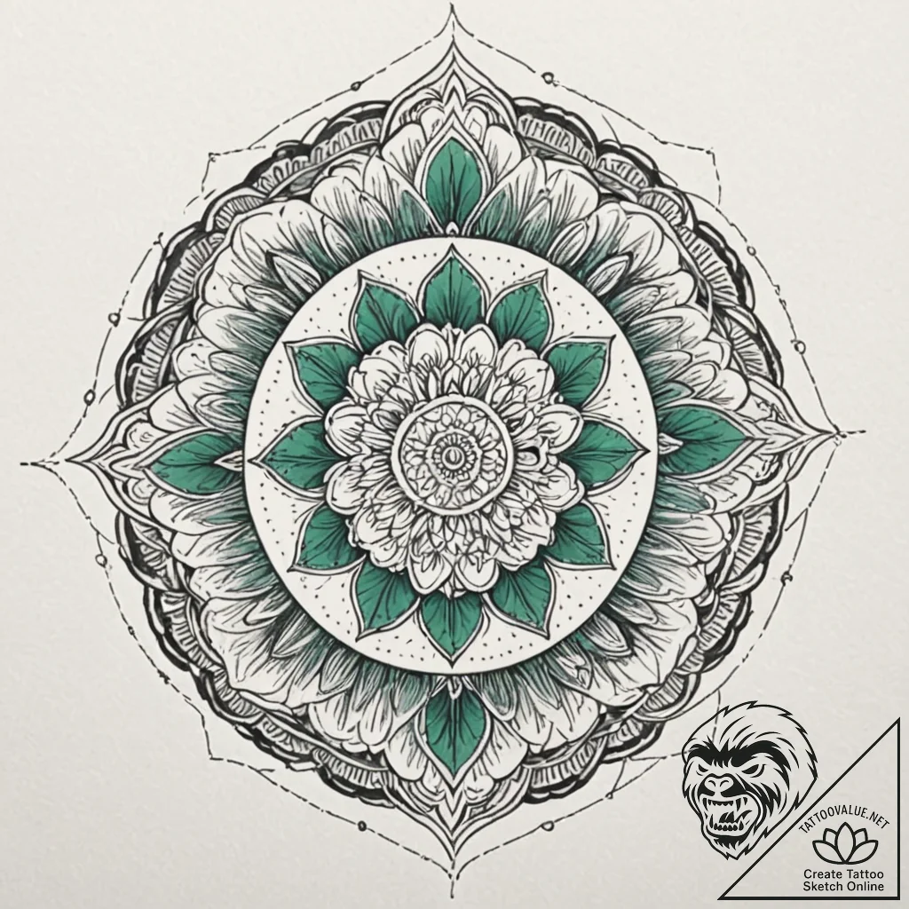 Emerald flame beneath frozen river, artistic... - tattoo sketch (№1753605309_0, 27.07.2025 08:35) — tattoovalue.net