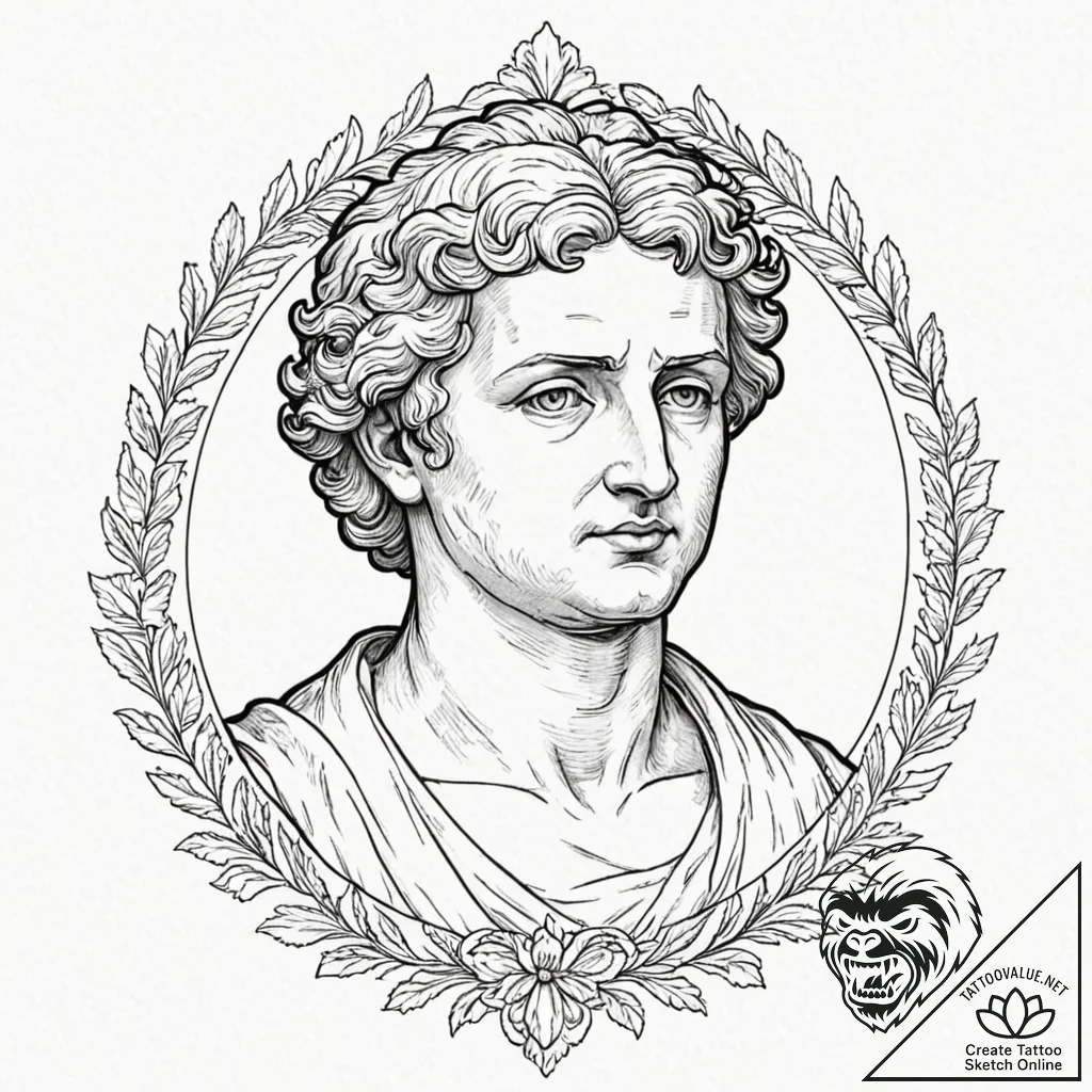 A classical bust of a philosopher, stoic expr... - tattoo sketch (№1753605508_0, 27.07.2025 08:38) — tattoovalue.net