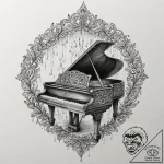 A grand piano with its keys turning into a wa… – tattoo sketch (№1753606499_0, 27.07.2025 08:54) — tattoovalue.net