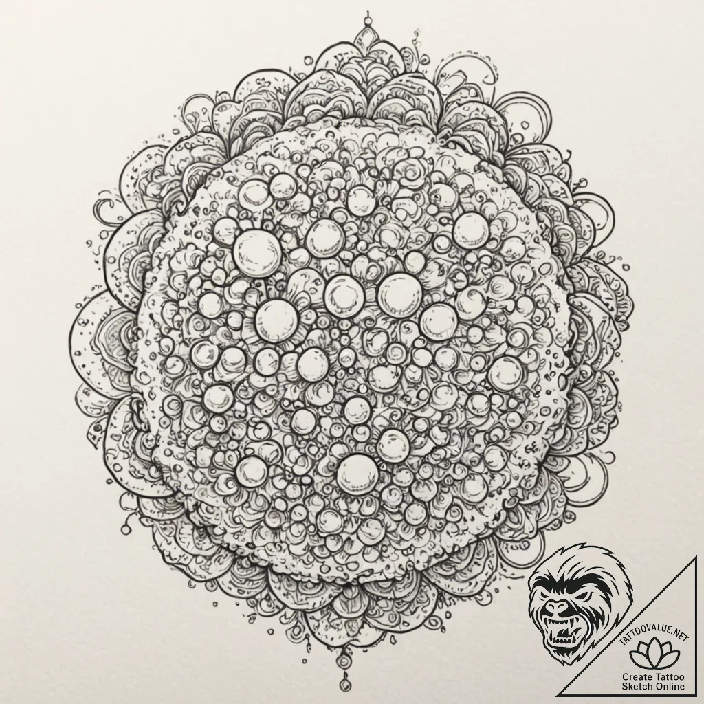 A whimsical bubble in champagne, festive,, ta... - tattoo sketch (№1753606893_0, 27.07.2025 09:01) — tattoovalue.net