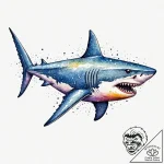 Shark with cybernetic fins and teeth of steel… – tattoo sketch (№1753607683_0, 27.07.2025 09:14) — tattoovalue.net