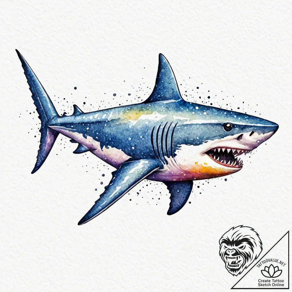Shark with cybernetic fins and teeth of steel... - tattoo sketch (№1753607683_0, 27.07.2025 09:14) — tattoovalue.net