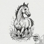 Kelpie horse emerging from water, tattoo flas… – tattoo sketch (№1753608280_0, 27.07.2025 09:24) — tattoovalue.net