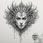 Orcish war paint dripping like blood, concept… – tattoo sketch (№1753608870_0, 27.07.2025 09:34) — tattoovalue.net