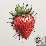 Strawberry, simple and red, ink illustration… – tattoo sketch (№1753609267_0, 27.07.2025 09:41) — tattoovalue.net