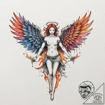 Armored angel with burning wings, tattoo sket… – tattoo sketch (№1753609465_0, 27.07.2025 09:44) — tattoovalue.net