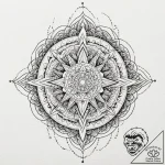 Pine needle crown devouring light, tattoo lin… – tattoo sketch (№1753609662_0, 27.07.2025 09:47) — tattoovalue.net