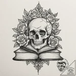 A whimsical bird perched on a book, knowledge… – tattoo sketch (№1753610648_0, 27.07.2025 10:04) — tattoovalue.net