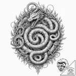 Labyrinth serpent devouring light, artistic t… – tattoo sketch (№1753610847_0, 27.07.2025 10:07) — tattoovalue.net