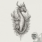 Abyssal dragon with glowing scars, tattoo fla… – tattoo sketch (№1753611246_0, 27.07.2025 10:14) — tattoovalue.net