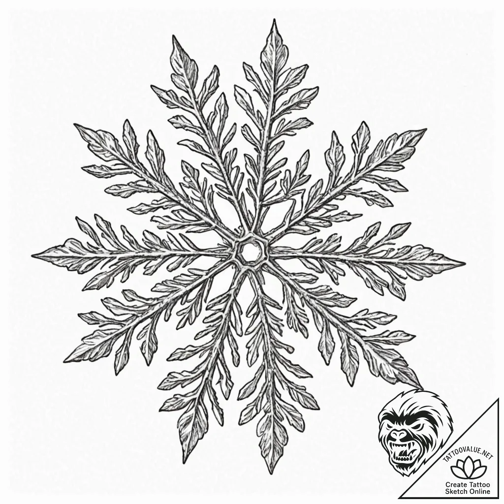 Snowflake under a microscope - tattoo sketch (№1753611841_0, 27.07.2025 10:24) — tattoovalue.net