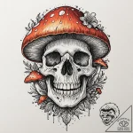 Mushroom blooming from skull, artistic tattoo… – tattoo sketch (№1753612440_0, 27.07.2025 10:34) — tattoovalue.net