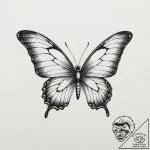 Ashen butterfly with charred wings, tattoo dr… – tattoo sketch (№1753612640_0, 27.07.2025 10:37) — tattoovalue.net