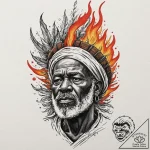 Burning spear splitting storm, tattoo drawing… – tattoo sketch (№1753612836_0, 27.07.2025 10:40) — tattoovalue.net