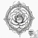 Arcane rose spinning in rune storm, tattoo dr… – tattoo sketch (№1753615608_0, 27.07.2025 11:26) — tattoovalue.net