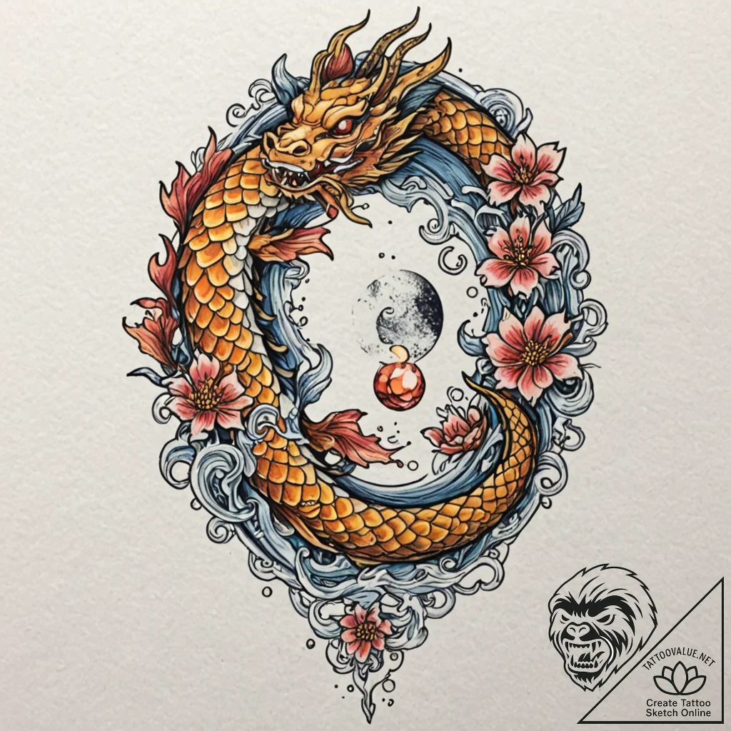 Crystal serpent coiled around moon, tattoo fl... - tattoo sketch (№1753616203_0, 27.07.2025 11:36) — tattoovalue.net
