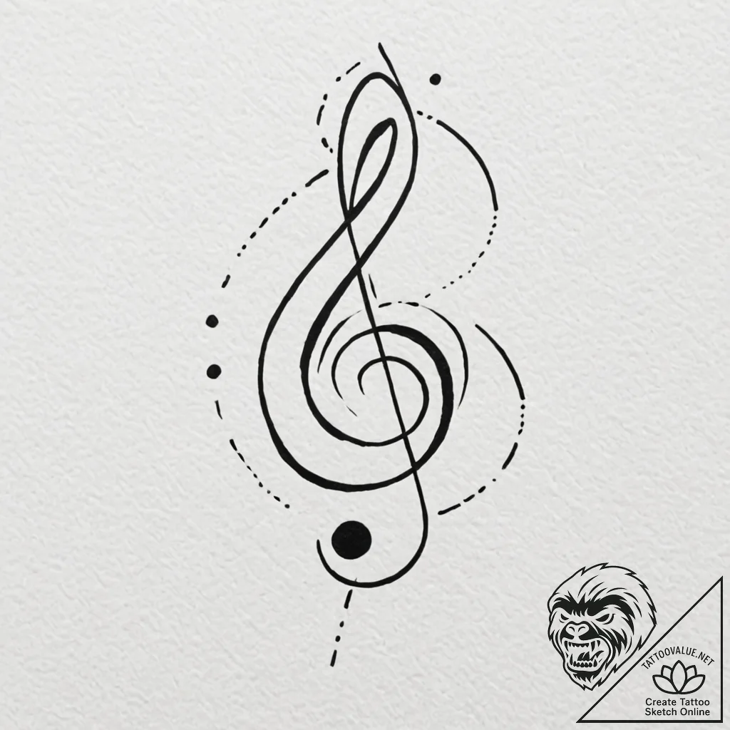 Quarter note, simple and timeless, for a musi... - tattoo sketch (№1753616402_0, 27.07.2025 11:40) — tattoovalue.net