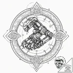 An articulated robot arm meticulously assembl… – tattoo sketch (№1753616599_0, 27.07.2025 11:43) — tattoovalue.net