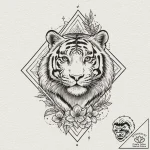 Astral tiger prowling stars, tattoo flash she… – tattoo sketch (№1753616797_0, 27.07.2025 11:46) — tattoovalue.net