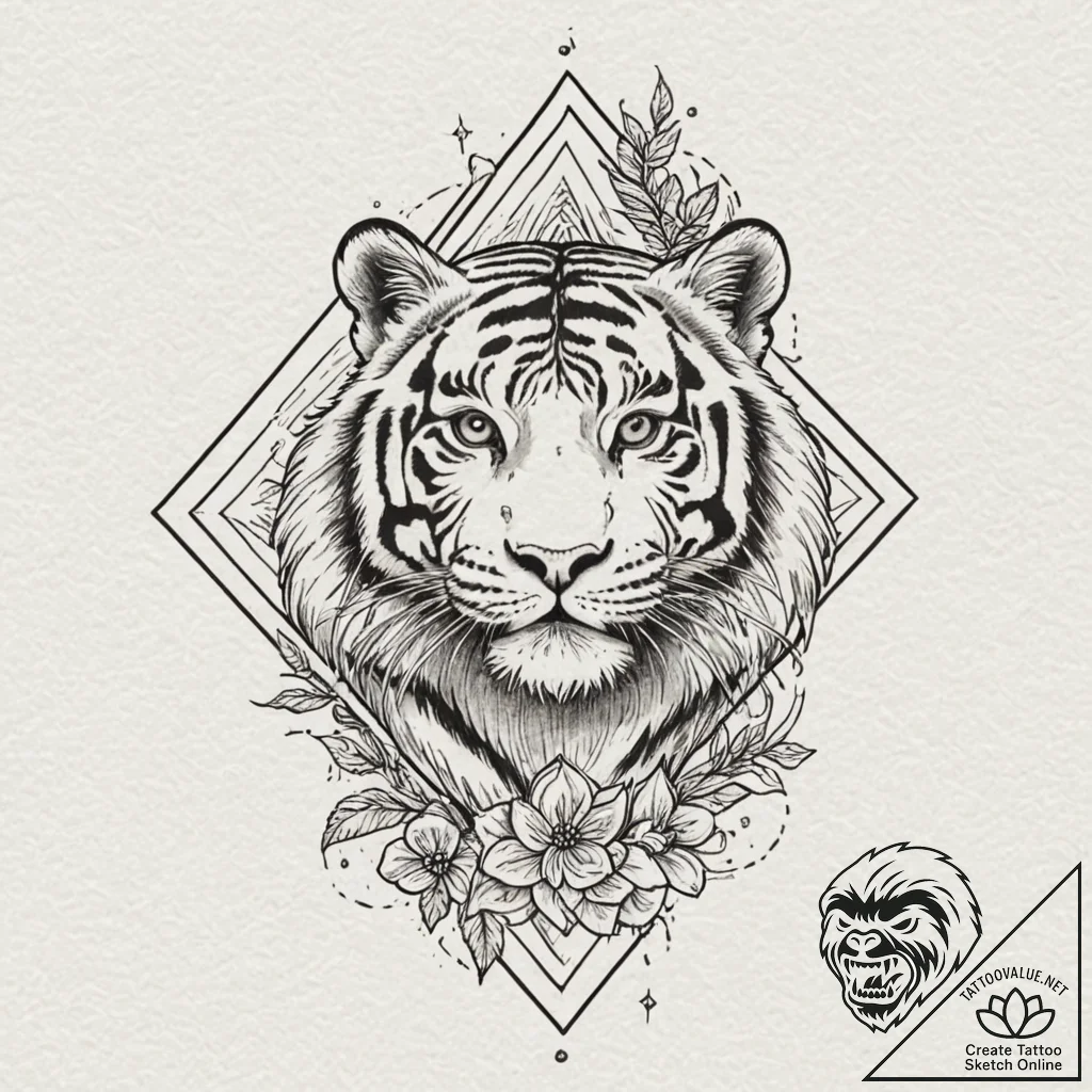 Astral tiger prowling stars, tattoo flash she... - tattoo sketch (№1753616797_0, 27.07.2025 11:46) — tattoovalue.net