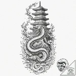 Arcane serpent climbing ancient tower, tattoo… – tattoo sketch (№1753616995_0, 27.07.2025 11:49) — tattoovalue.net