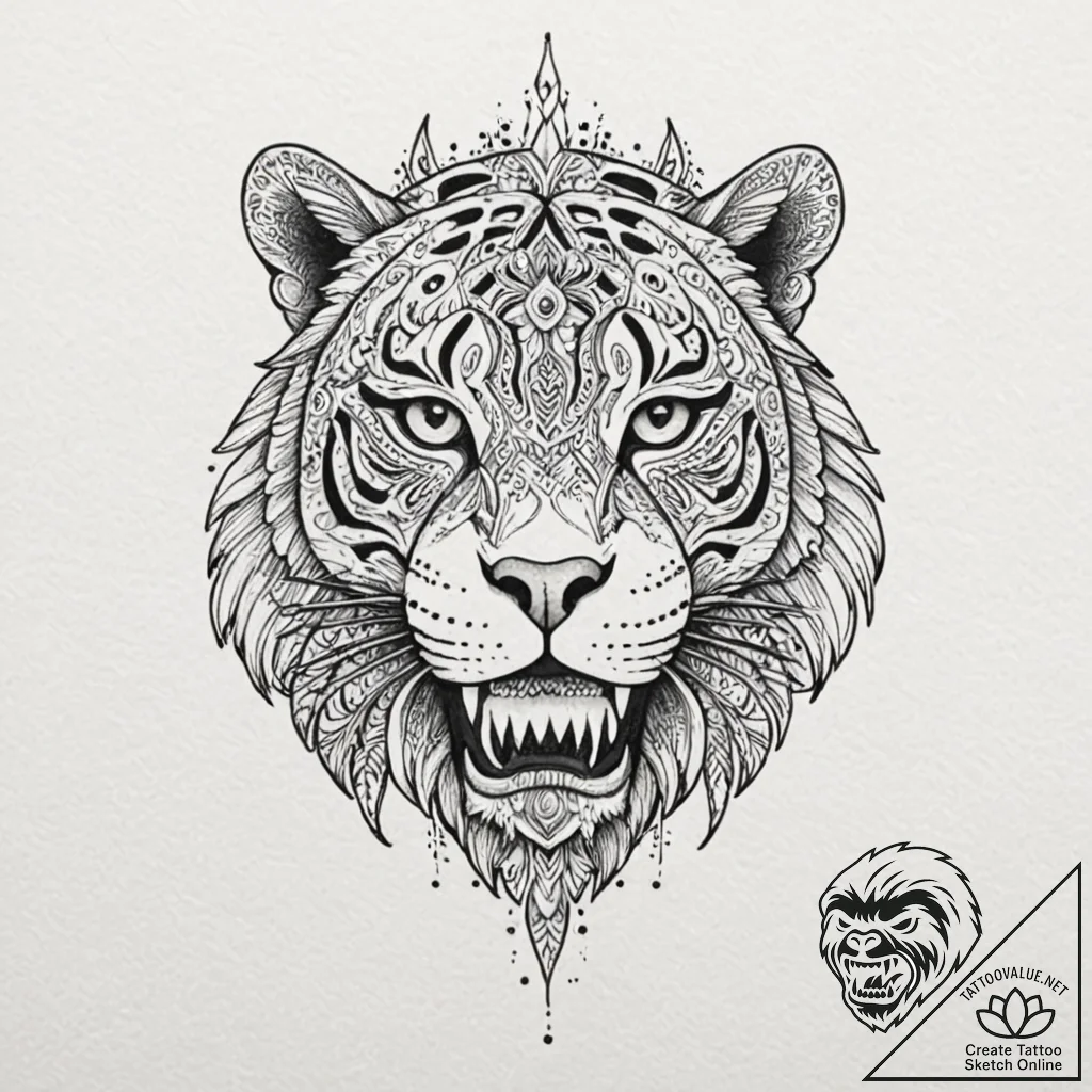 Jaguar warrior from aztec mythology, with obs... - tattoo sketch (№1753617193_0, 27.07.2025 11:53) — tattoovalue.net