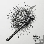 Quartz crystal being shattered by a hammer bl… – tattoo sketch (№1753617986_0, 27.07.2025 12:06) — tattoovalue.net
