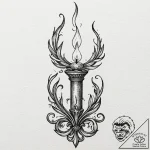 Ancient candle burning green, ink illustratio… – tattoo sketch (№1753618183_0, 27.07.2025 12:09) — tattoovalue.net