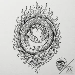 Koi fish swimming through flames, tattoo draw… – tattoo sketch (№1753618579_0, 27.07.2025 12:16) — tattoovalue.net