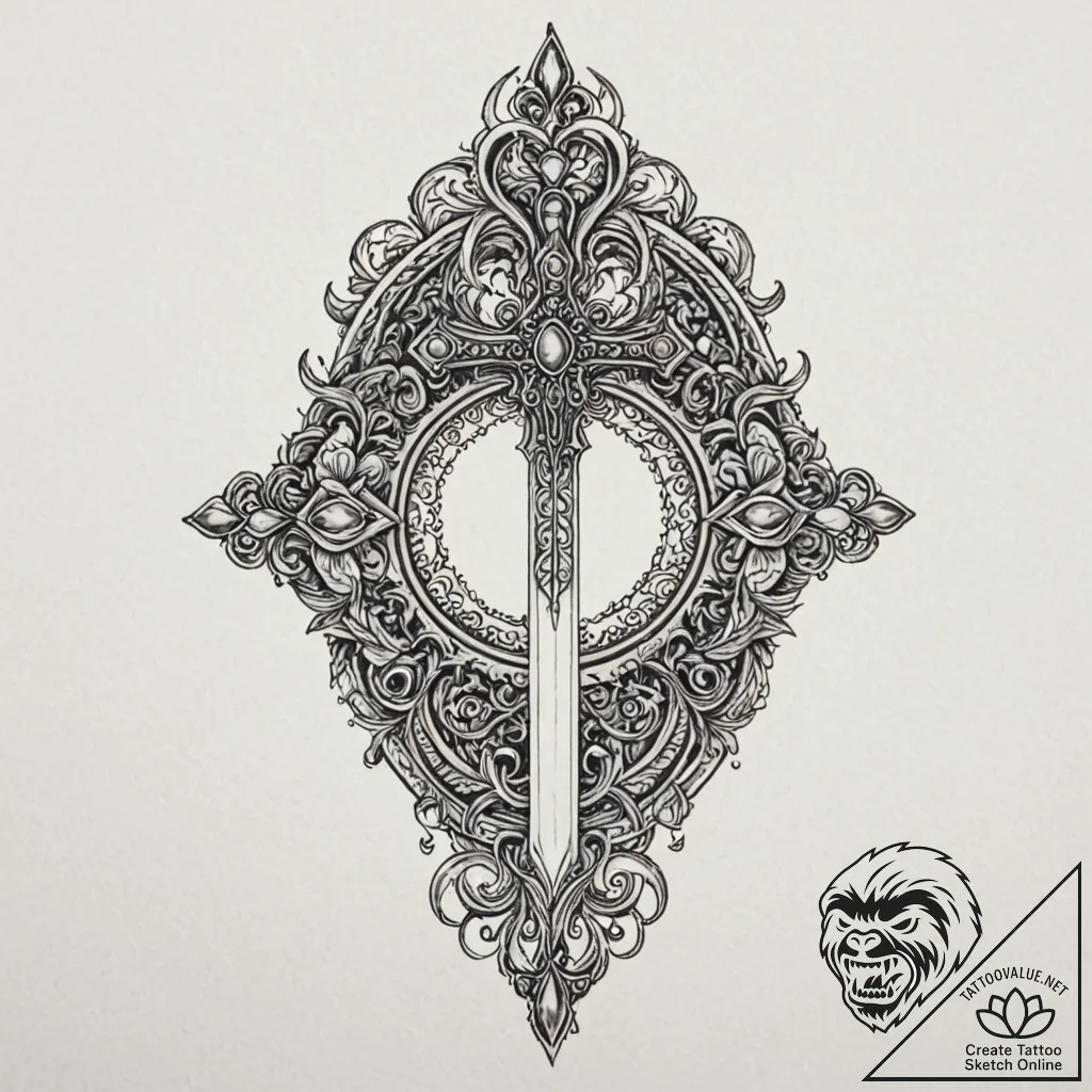 Pixel art sword in a stone, tattoo drawing ou... - tattoo sketch (№1753619571_0, 27.07.2025 12:32) — tattoovalue.net