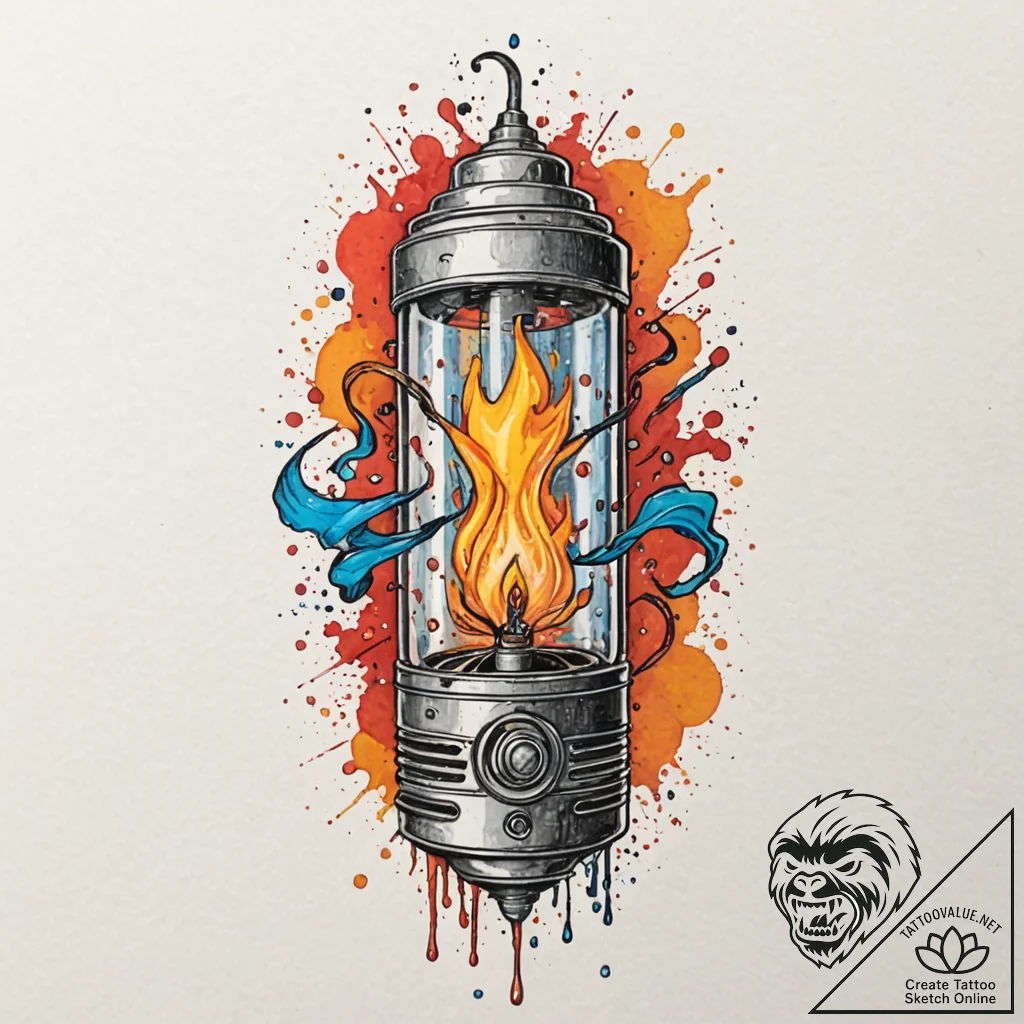 Nixie tube, concept art for tattoo, vibrant c... - tattoo sketch (№1753621201_0, 27.07.2025 13:00) — tattoovalue.net