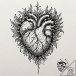 Animated heart bleeding light, ink illustrati… – tattoo sketch (№1753621397_0, 27.07.2025 13:03) — tattoovalue.net