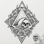 Pyramid eclipsed by twin moons, tattoo sketch… – tattoo sketch (№1753623019_0, 27.07.2025 13:30) — tattoovalue.net
