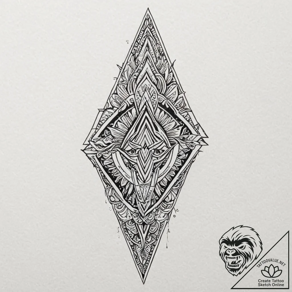 Arrowhead with tribal carvings, tattoo line a... - tattoo sketch (№1753623440_0, 27.07.2025 13:37) — tattoovalue.net