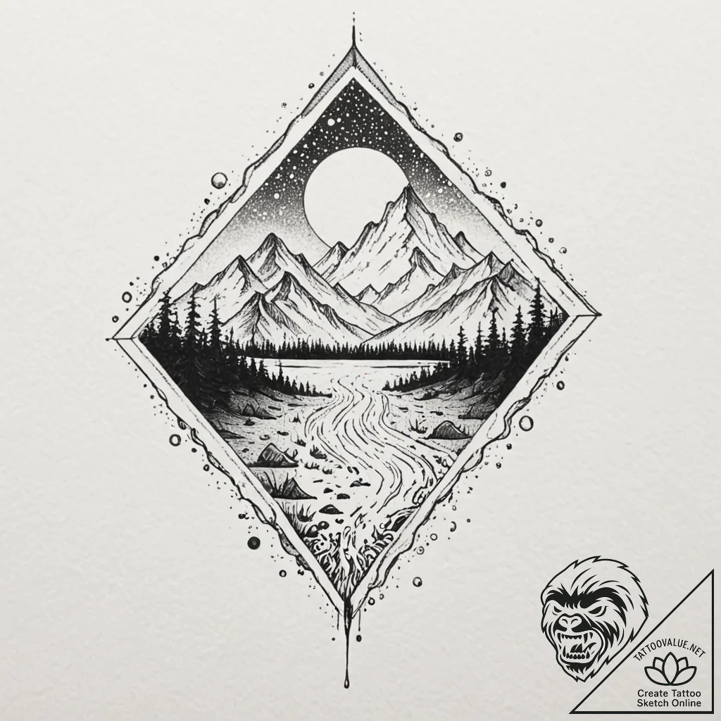 Ice blade through spectral rift, concept art... - tattoo sketch (№1753624420_0, 27.07.2025 13:53) — tattoovalue.net