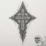 Knife, concept art for tattoo, detailed cross… – tattoo sketch (№1753625219_0, 27.07.2025 14:06) — tattoovalue.net