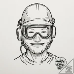 Welder’s mask, visor lifted to show a face wi… – tattoo sketch (№1753625616_0, 27.07.2025 14:13) — tattoovalue.net