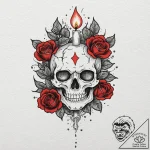 Candle flame revealing shadow face, ink illus… – tattoo sketch (№1753625812_0, 27.07.2025 14:16) — tattoovalue.net