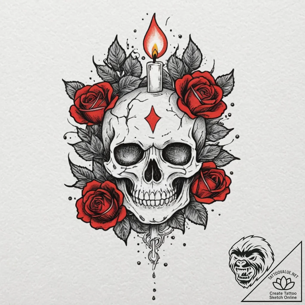 Candle flame revealing shadow face, ink illus... - tattoo sketch (№1753625812_0, 27.07.2025 14:16) — tattoovalue.net