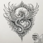 Arcane phoenix with crystal wings, tattoo ske… – tattoo sketch (№1753626205_0, 27.07.2025 14:23) — tattoovalue.net