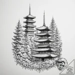 Pagoda, symbolizing wisdom and serenity, conc… – tattoo sketch (№1753626628_0, 27.07.2025 14:30) — tattoovalue.net