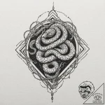 Hollow serpent crowned in bone, tattoo sketch… – tattoo sketch (№1753626845_0, 27.07.2025 14:34) — tattoovalue.net