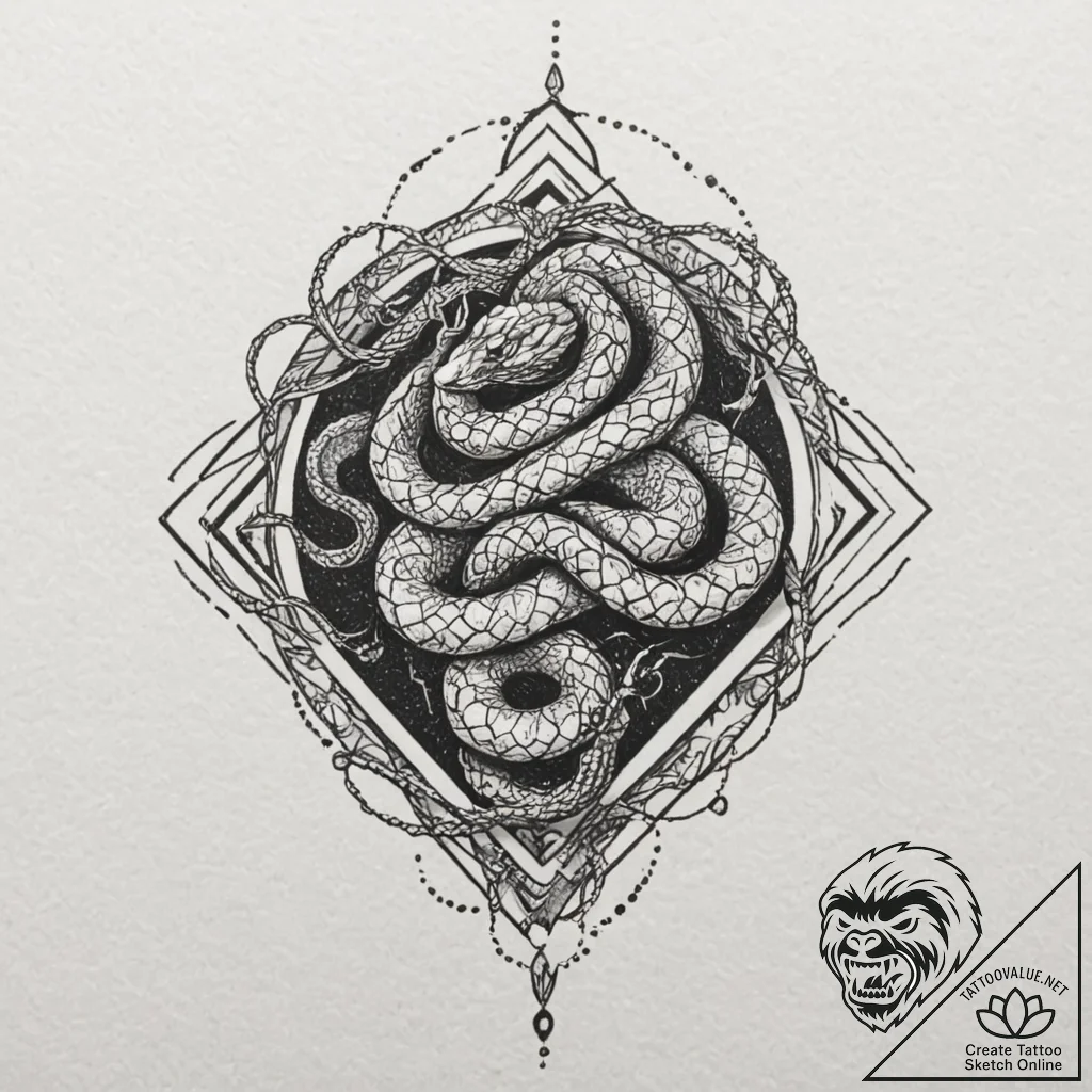 Hollow serpent crowned in bone, tattoo sketch... - tattoo sketch (№1753626845_0, 27.07.2025 14:34) — tattoovalue.net