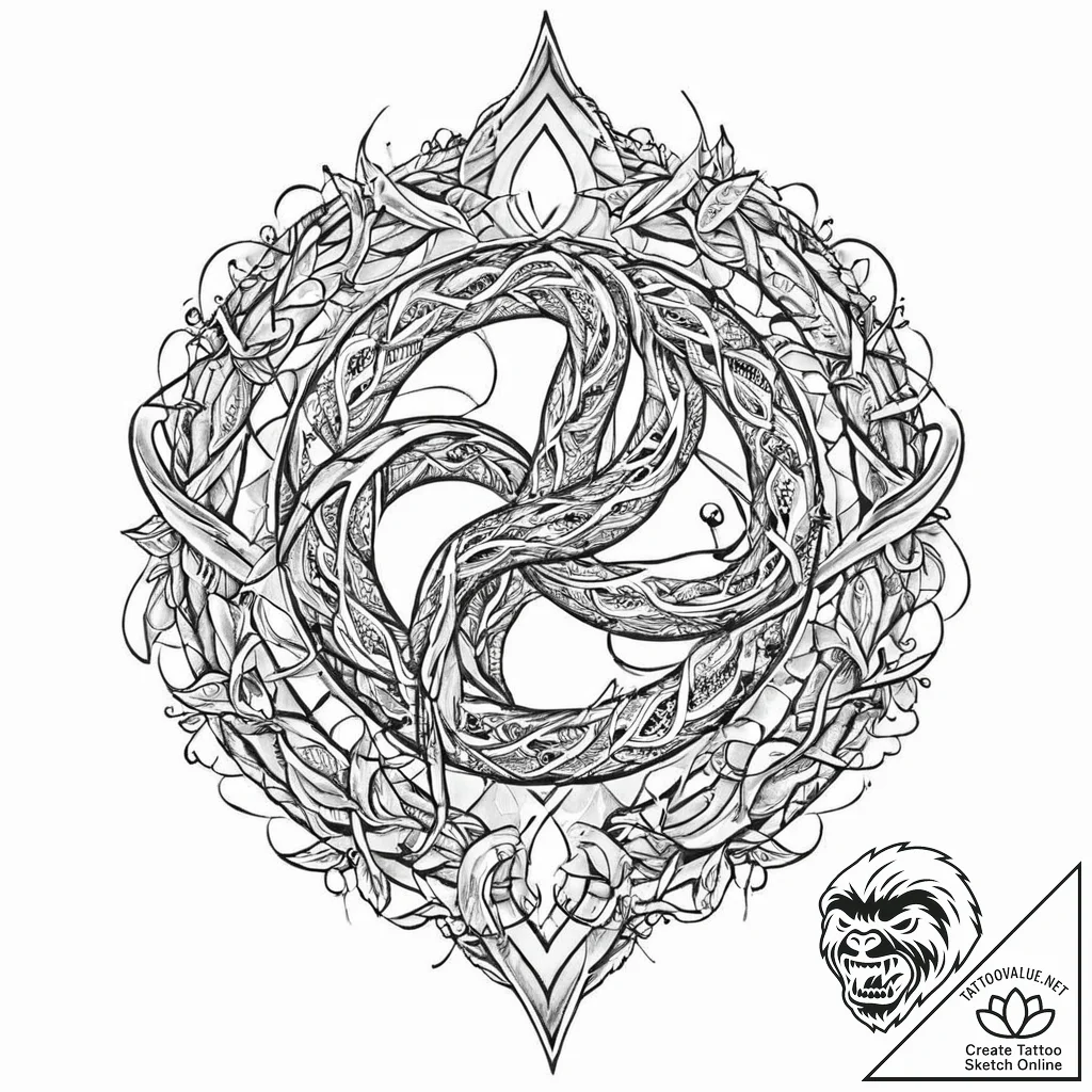 Ivory serpent weaving starlight, concept art... - tattoo sketch (№1753627686_0, 27.07.2025 14:48) — tattoovalue.net