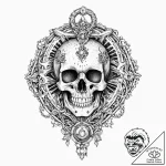 Grimoire with a lock shaped like a skull, tat… – tattoo sketch (№1753627894_0, 27.07.2025 14:51) — tattoovalue.net