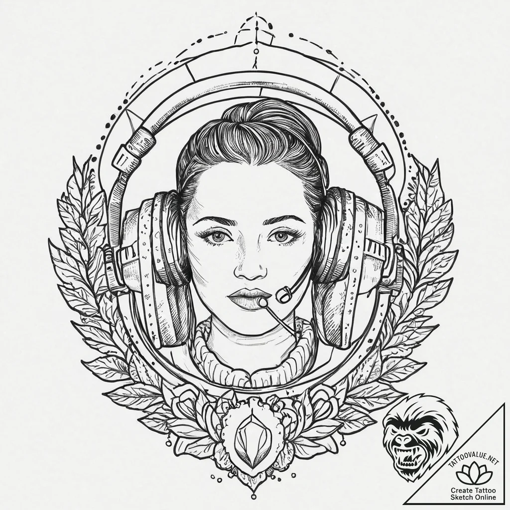 Headphones, tattoo flash sheet design, old sc... - tattoo sketch (№1753628090_0, 27.07.2025 14:54) — tattoovalue.net