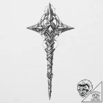 Corroded scepter with fractured gem, tattoo d… – tattoo sketch (№1753628286_0, 27.07.2025 14:58) — tattoovalue.net